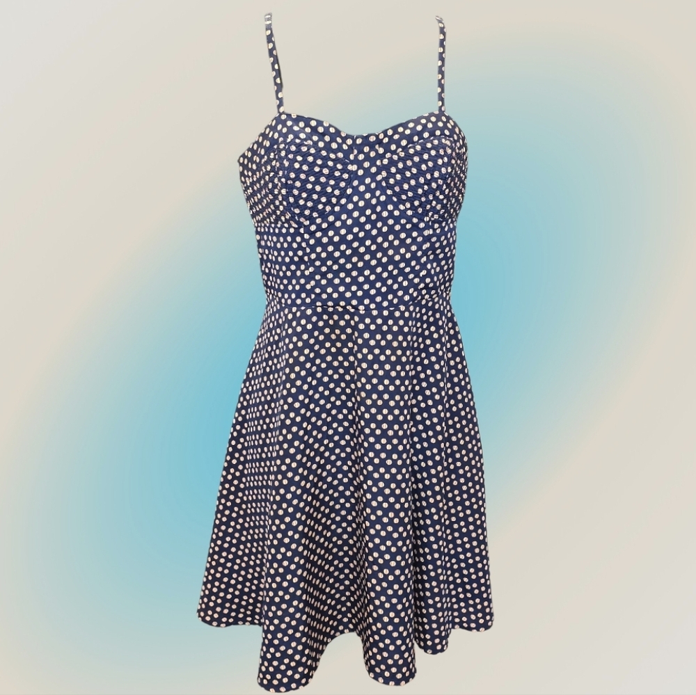 Xhilaration Retro Polka Dot Spaghetti Strap Fit & Flare Dress